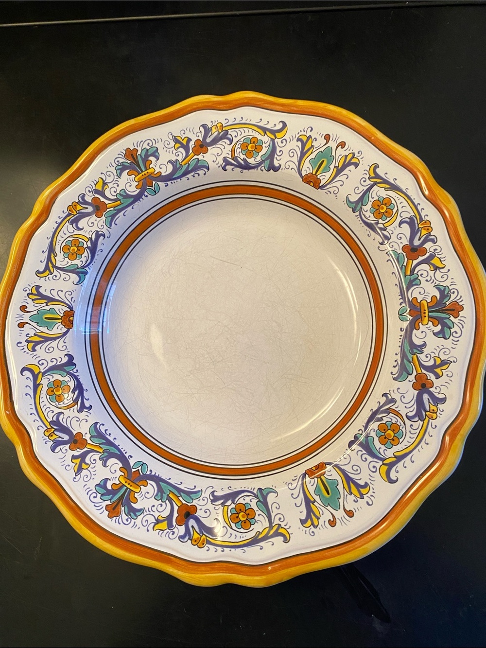 5 Sur la Table Decorative Floral Ceramic Dinner Plates in White and Yellow